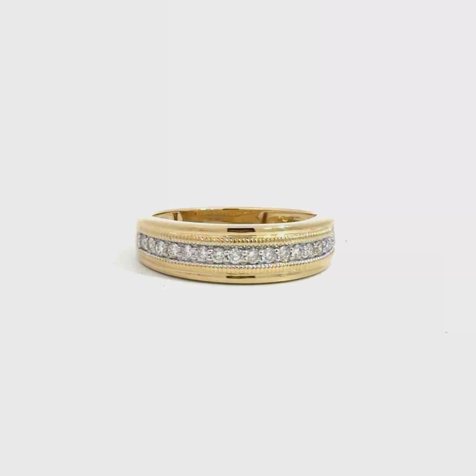 Estate My Trio 14k Yellow Gold 0.31ctw Diamond Gents Wedding Band