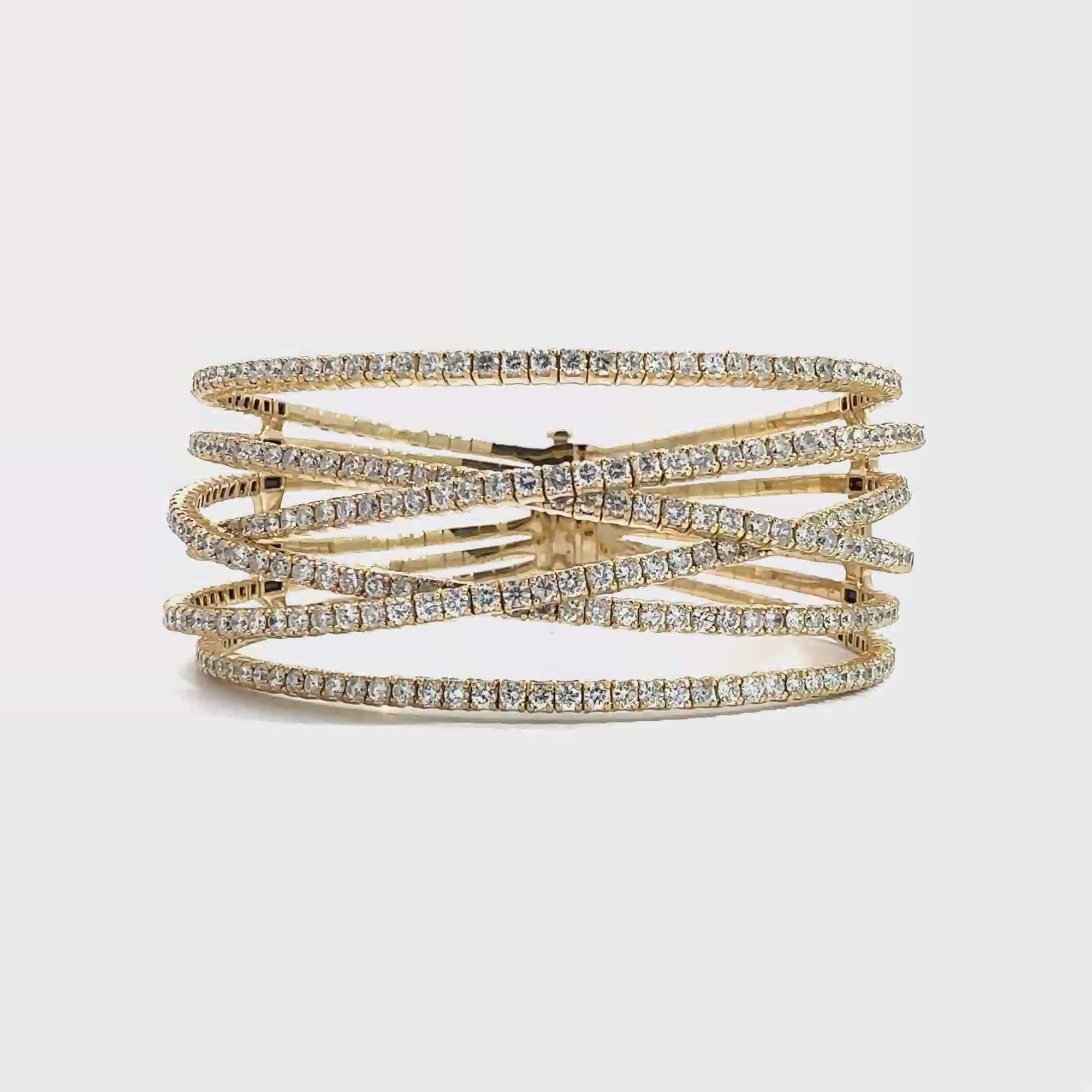 14k Yellow Gold 7.96ctw Diamond Flex Bangle Bracelet