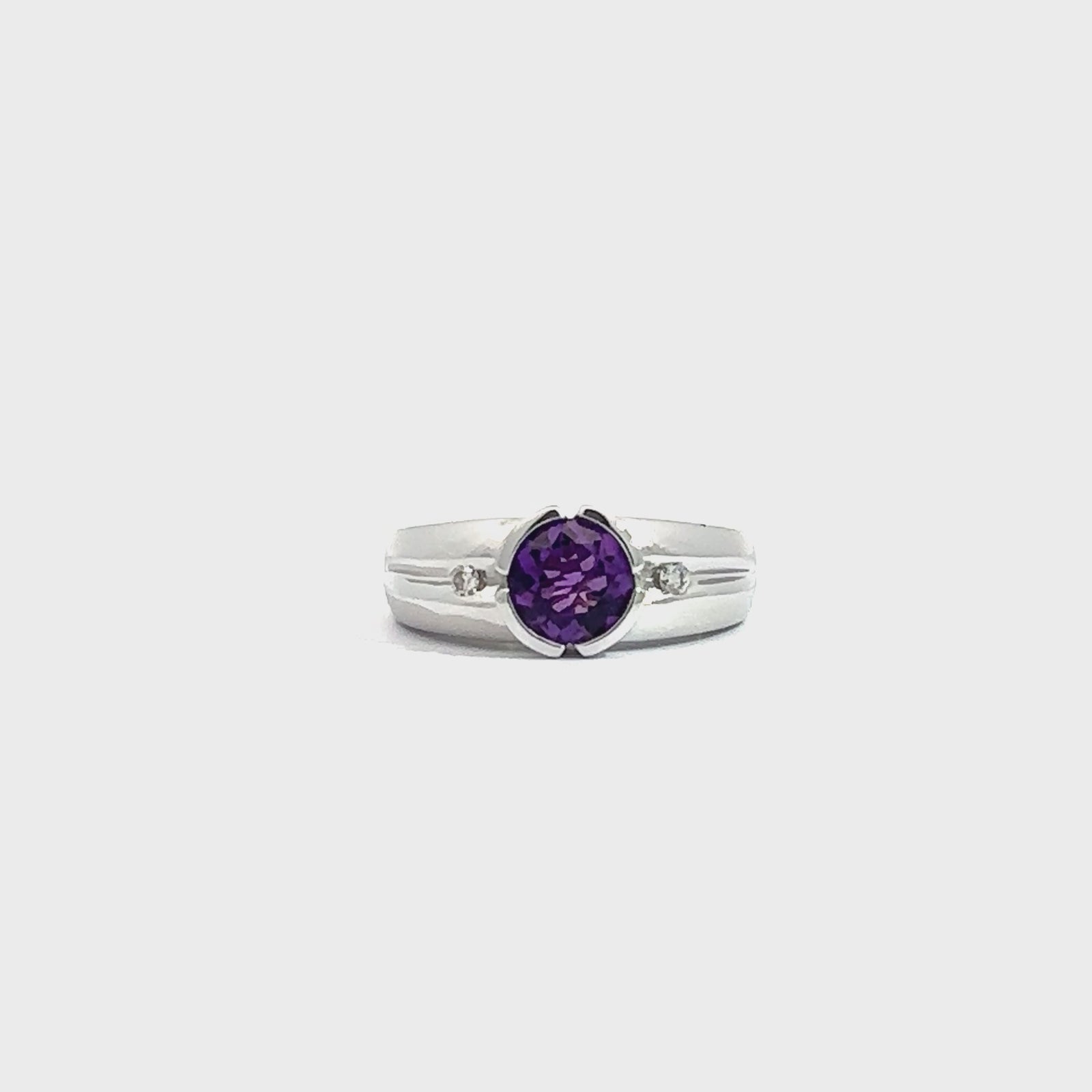Estate 14k White Gold 1.05cttw Amethyst and 0.06cttw Diamond Ring