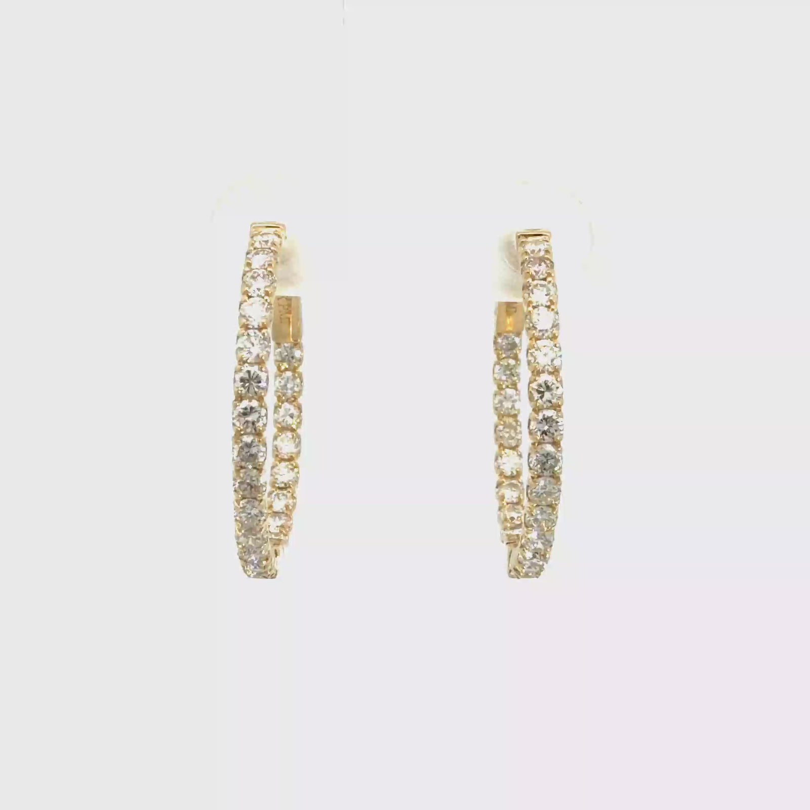 The Jewel Box 14k Yellow Gold 1.48ctw Diamond Inside Out Hoop Earrings