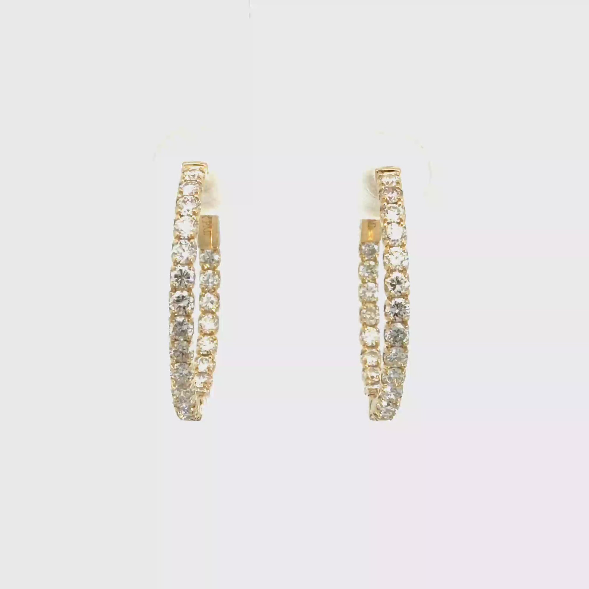 The Jewel Box 14k Yellow Gold 1.48ctw Diamond Inside Out Hoop Earrings