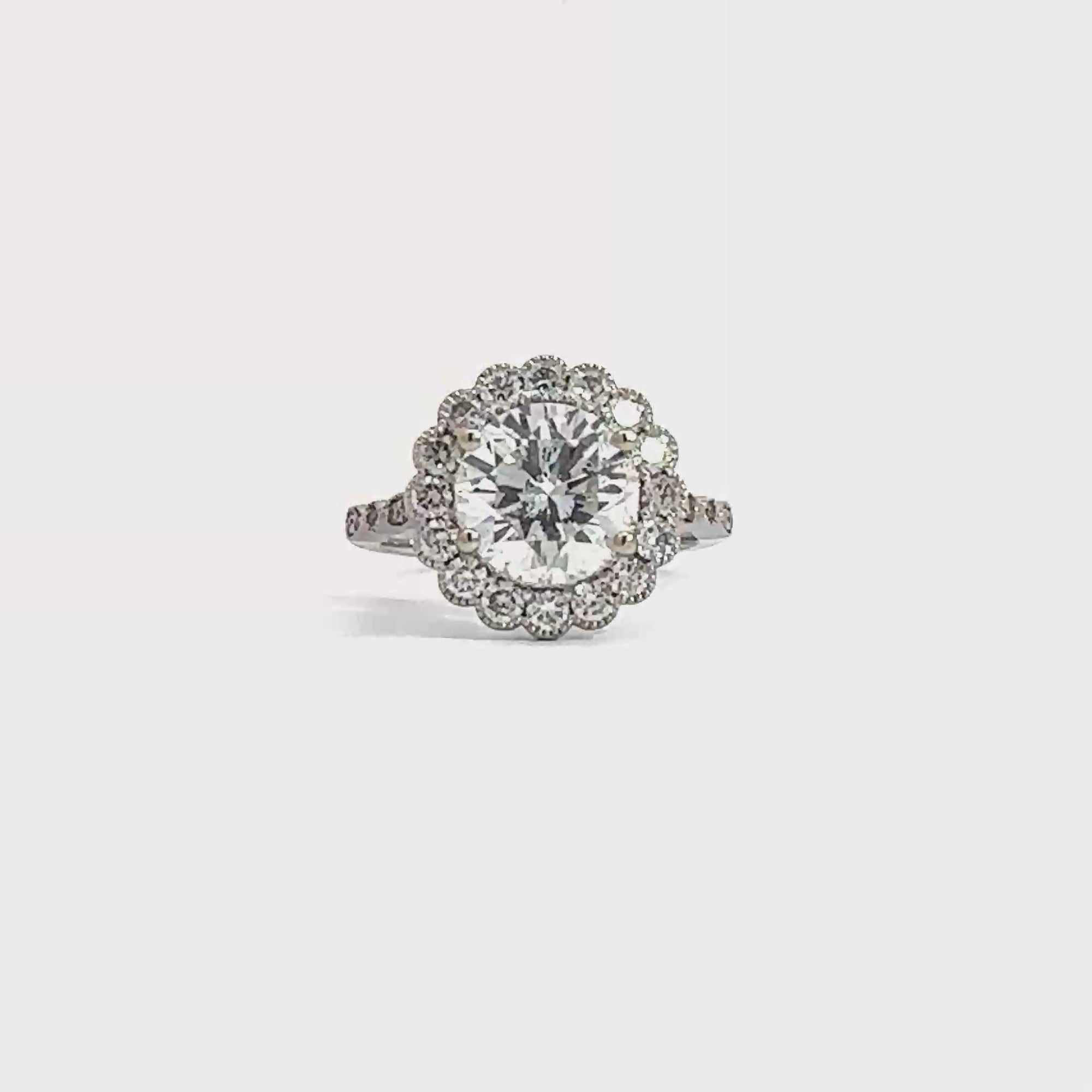 Vintage 14k White Gold 2.32ctw Round Brilliant Diamond Engagement Ring