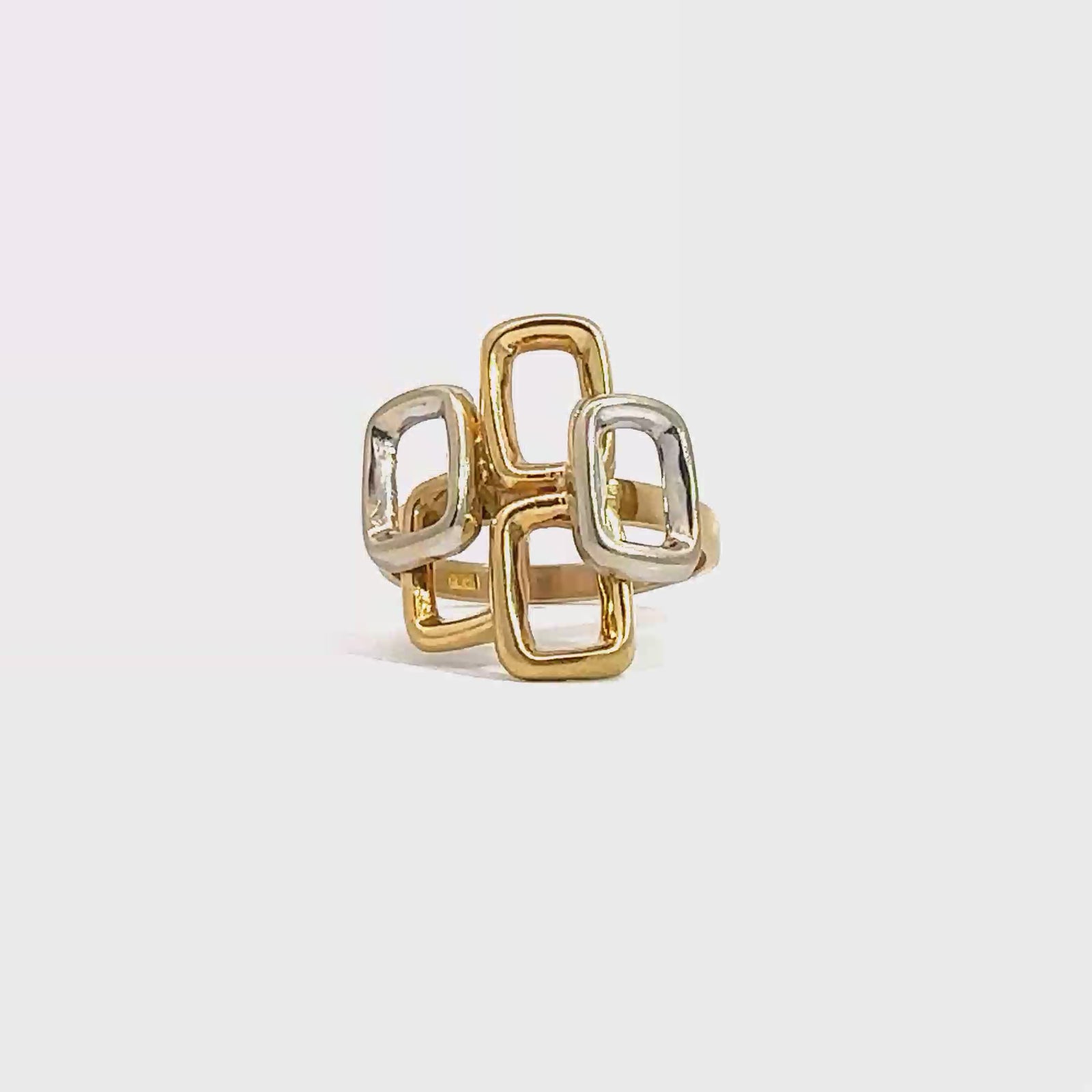 Vintage 18k Multi-Tone Gold Geometric Cocktail Ring