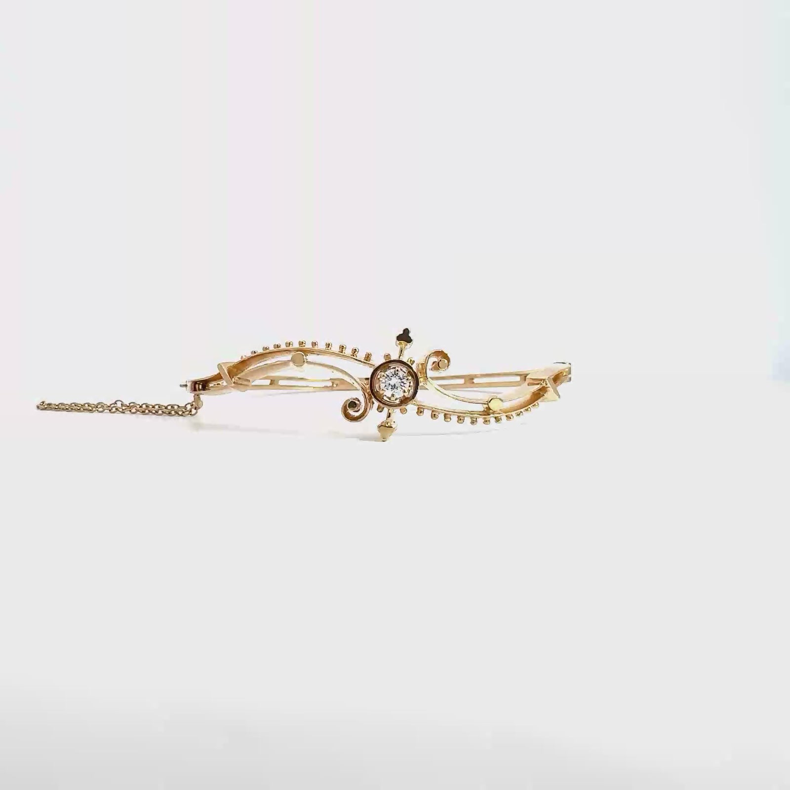 Antique Edwardian 14k Yellow Gold Diamond Bangle-0.18ctw