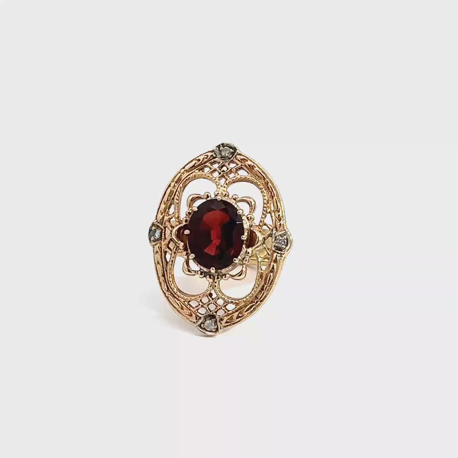Vintage 18k Yellow Gold 3.45ctw Garnet Cocktail Ring