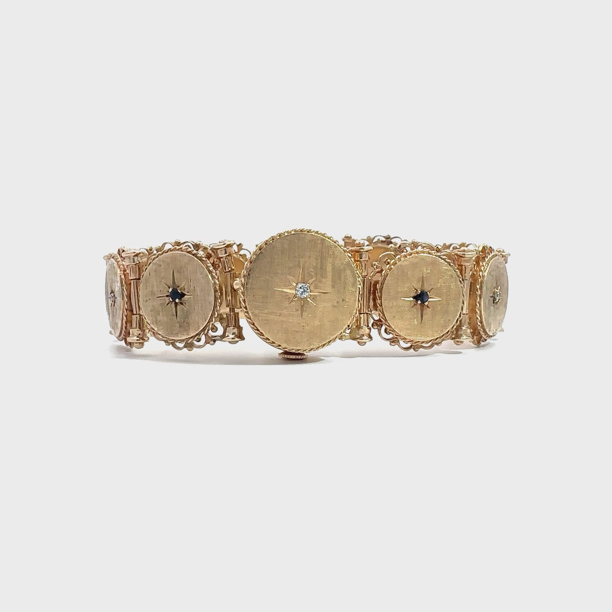 Vintage Lucerne 14k Yellow Gold Star Diamond & Sapphire Hidden Watch