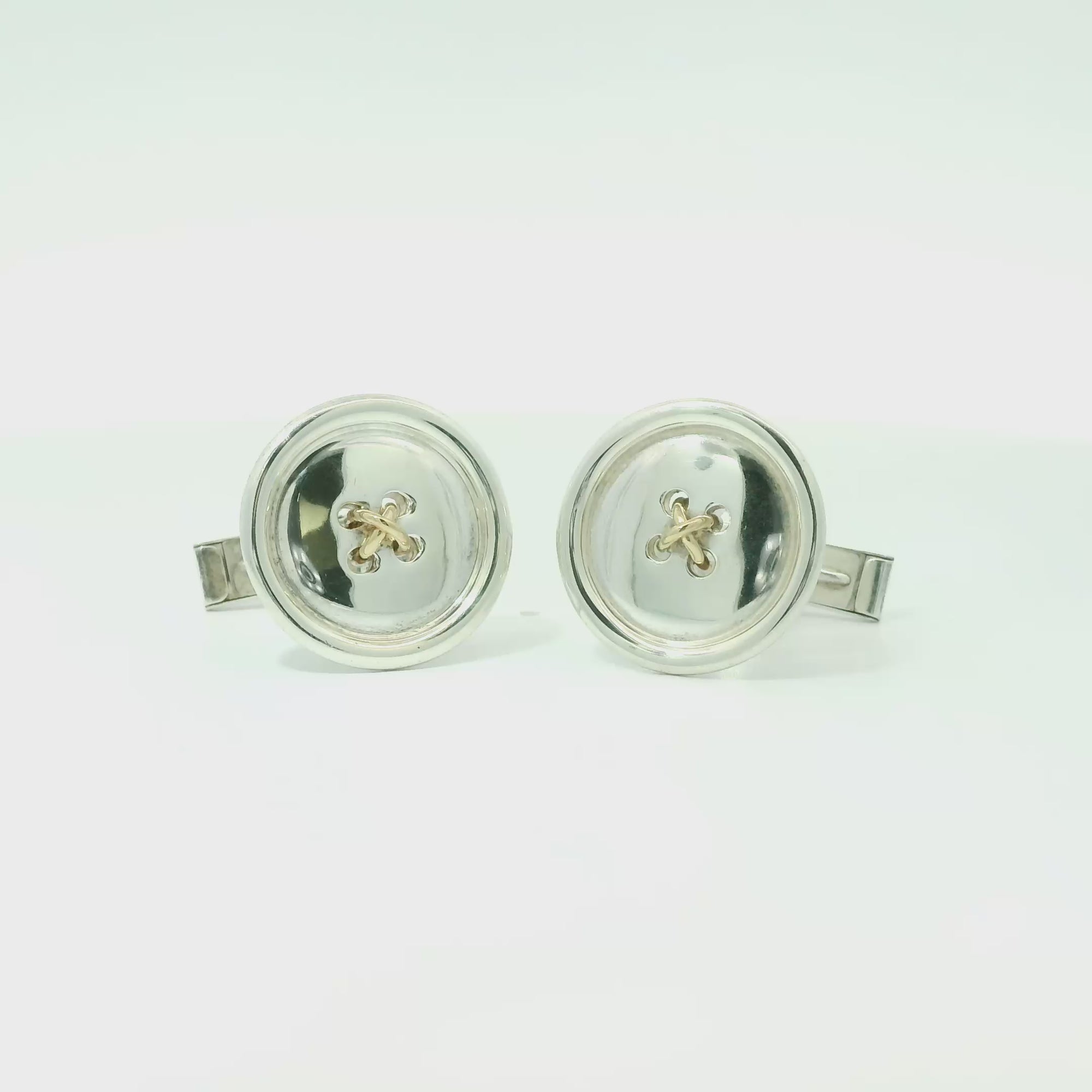 Tiffany & Co Sterling Silver  & 14k Yellow Gold Button Cufflinks