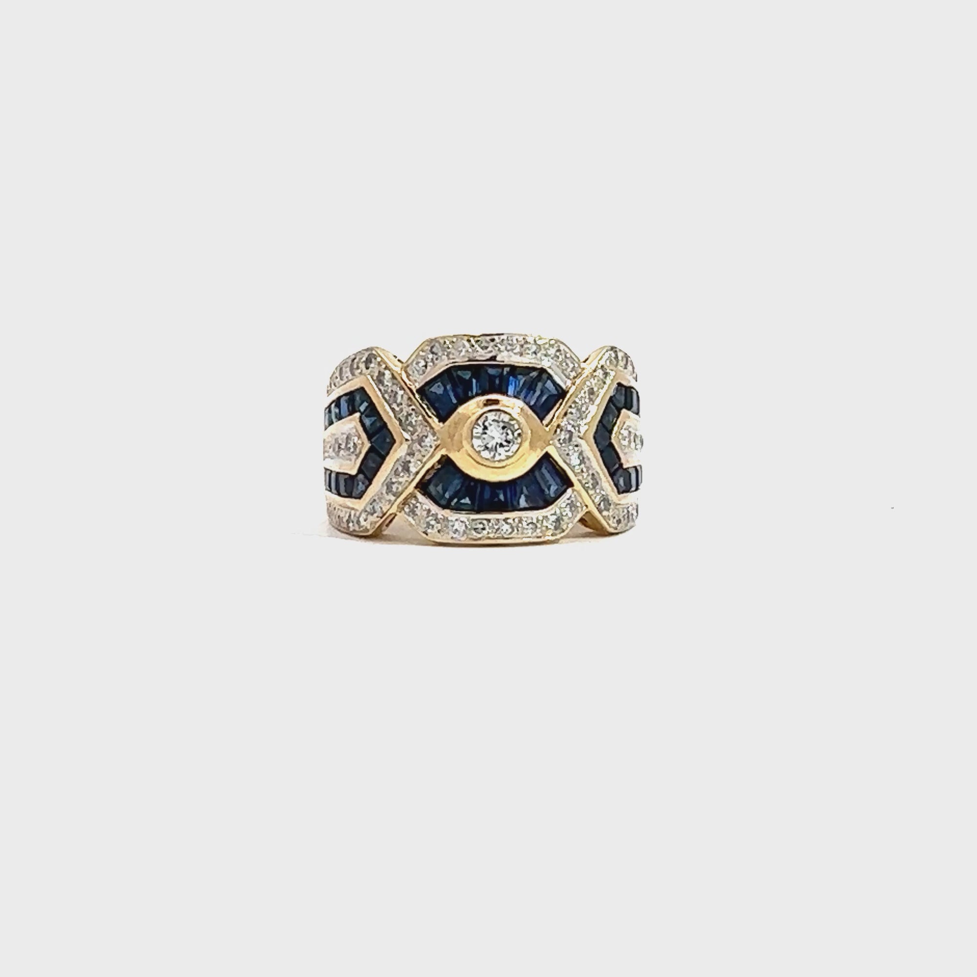 Vintage 18k Yellow Gold 0.84cttw Sapphire and 0.51cttw Diamond Ring