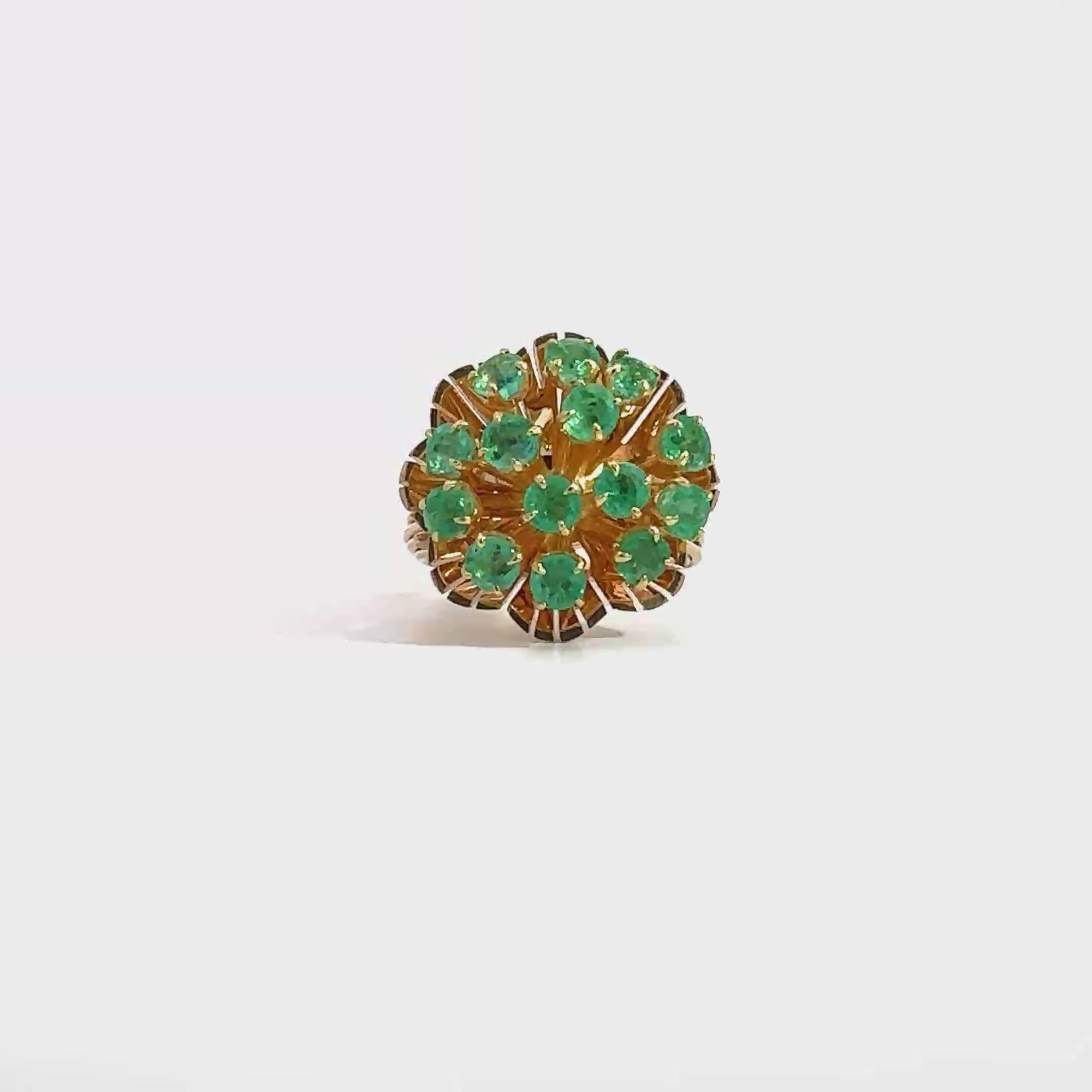 Vintage 14k Yellow Gold Interchangeable Pearl & 1.54ctw Emerald Ring